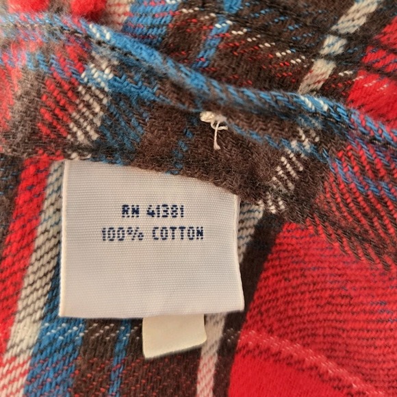 Polo Ralph Lauren Plaid Flannel Shirt Chest Pockets Size L Button‎ Down Red Blue - Picture 5 of 9